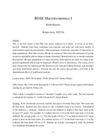 Syllabus Macroeconomics I - Kuester