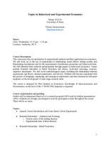 Syllabus Topics in Management and Applied Microeconomics - Zimmermann