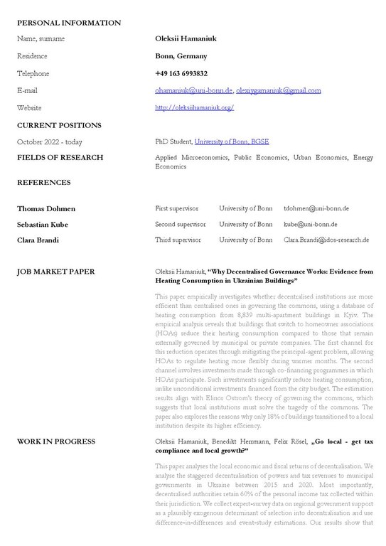 CV Oleksii Hamaniuk
