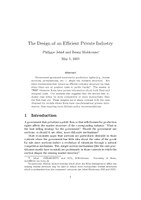 The Design of an Efficient Private Industry