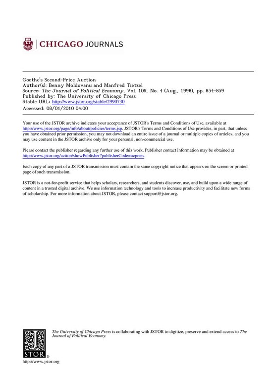 Goethe's Second-Price Auction