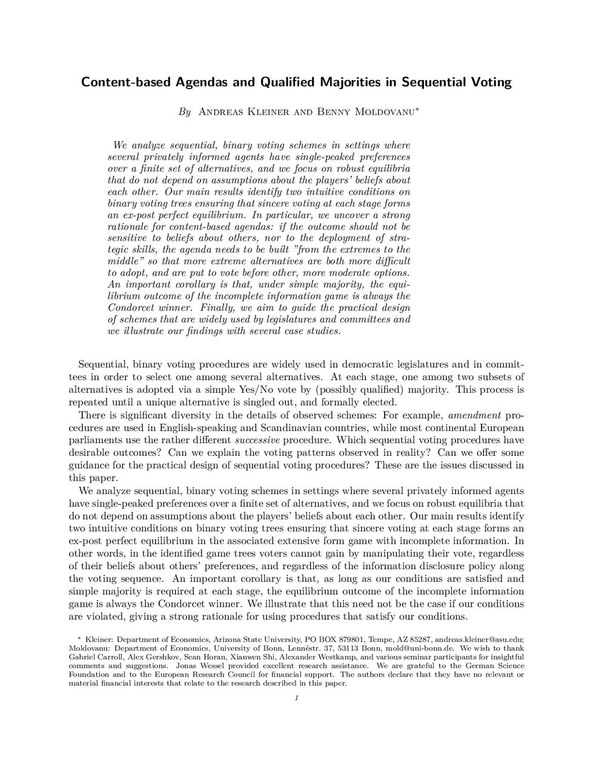 Content-based Agendas and Qualified Majorities in Sequential Voting